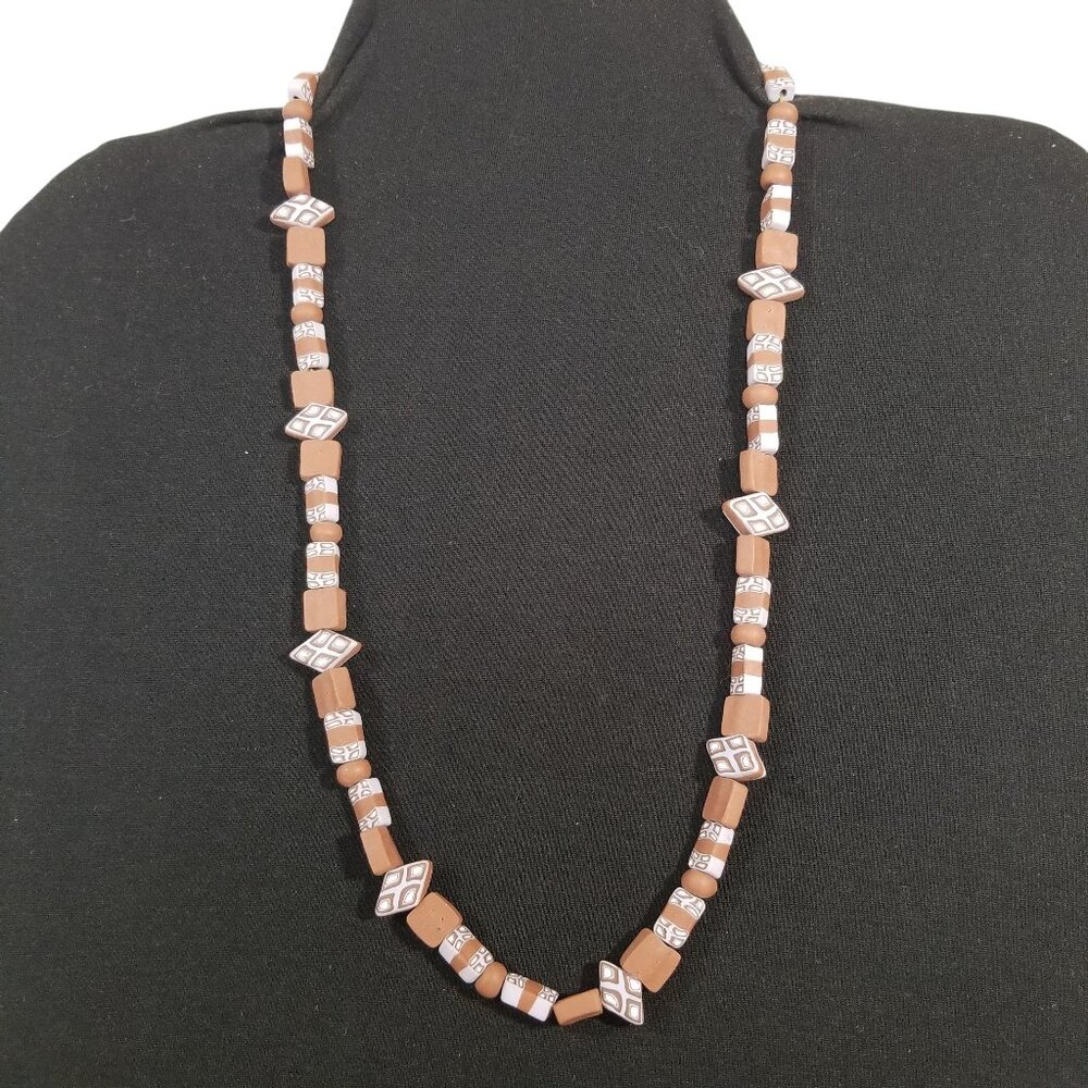 Millefiori Clay Necklace & Worry Beads Handmade Purple and Brown Clay Beads